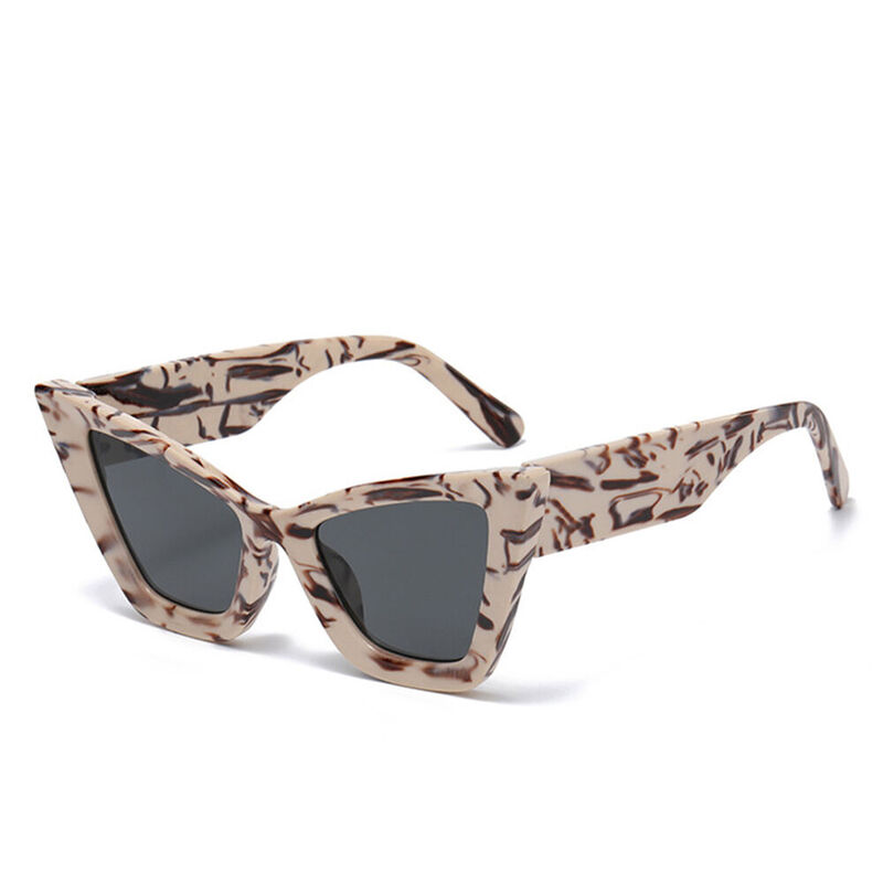 Wartun Cat Eye Beige Sunglasses