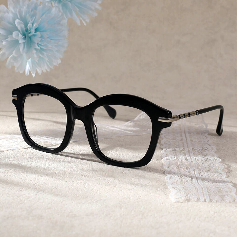 Alice Square Black Glasses