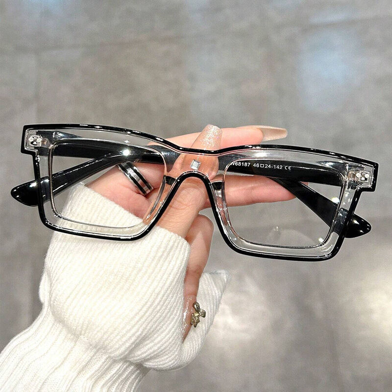 Bronte Square Black Clear Glasses