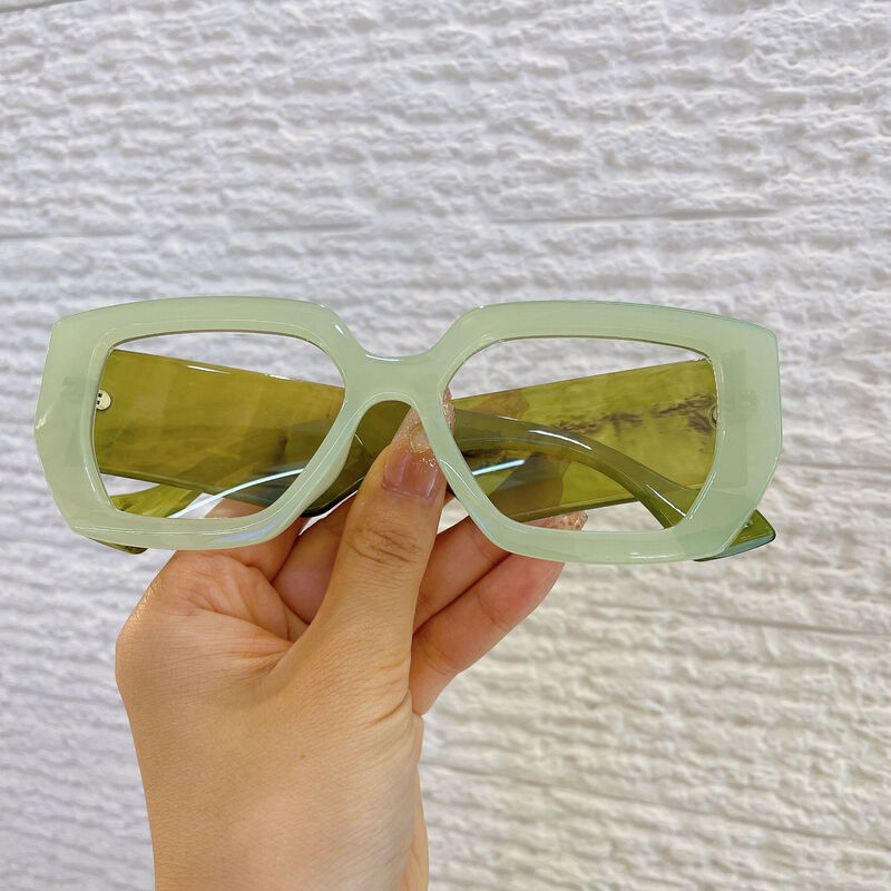 Ceolin Geometric Green Glasses