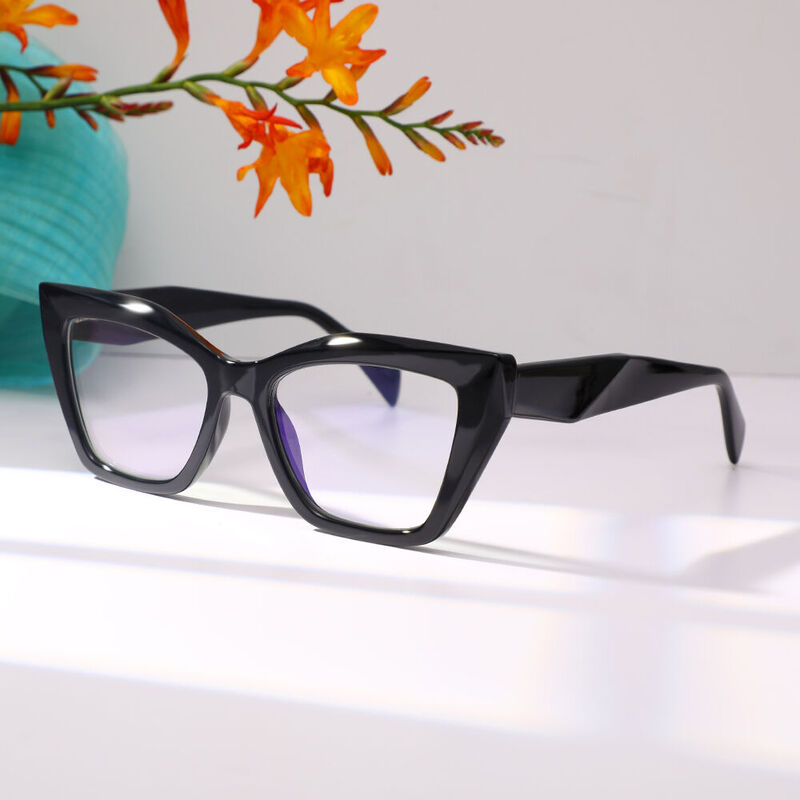 Leighton Cat Eye Black Glasses