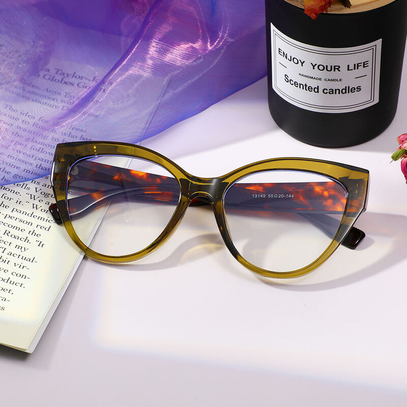 Dickene Cat Eye Green Glasses