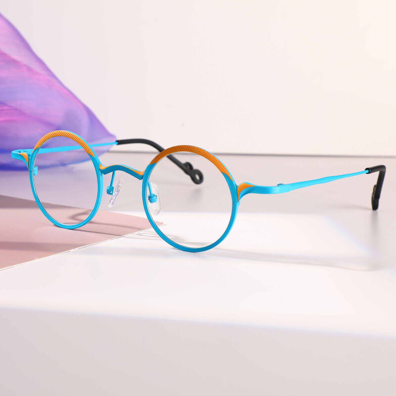 Rosa Round Blue Glasses