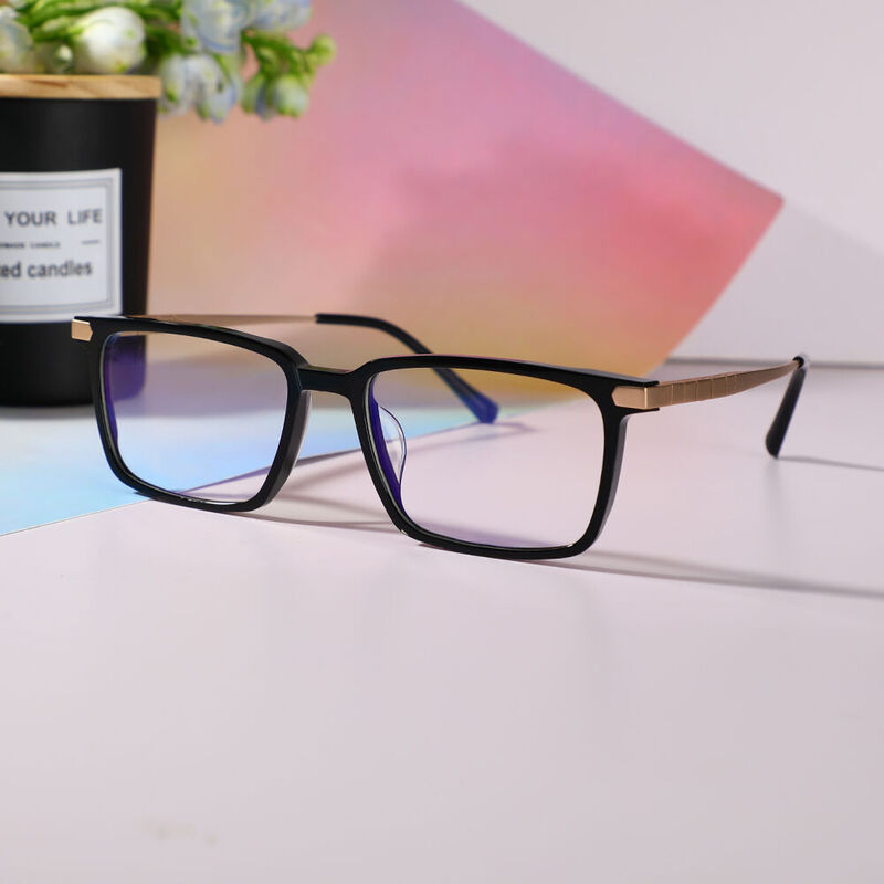 Lytton Rectangle Black Glasses