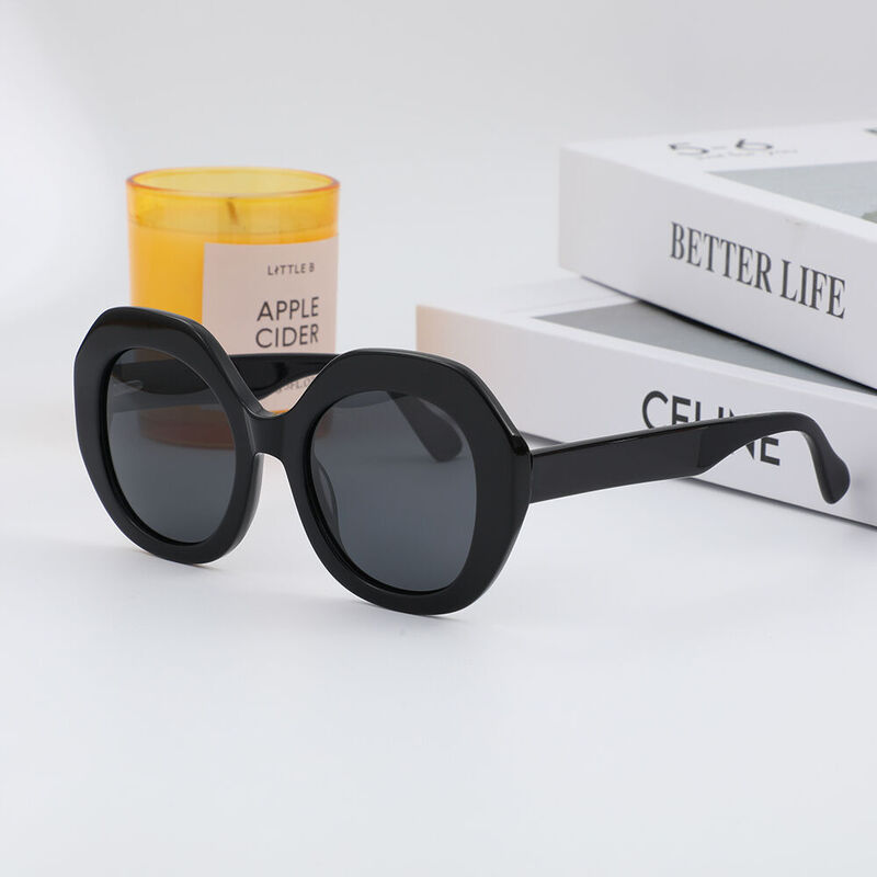 Seahigh Round Black Sunglasses