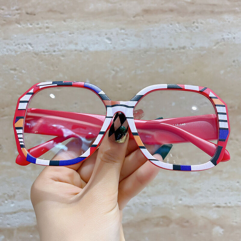 Elma Geometric Red Glasses