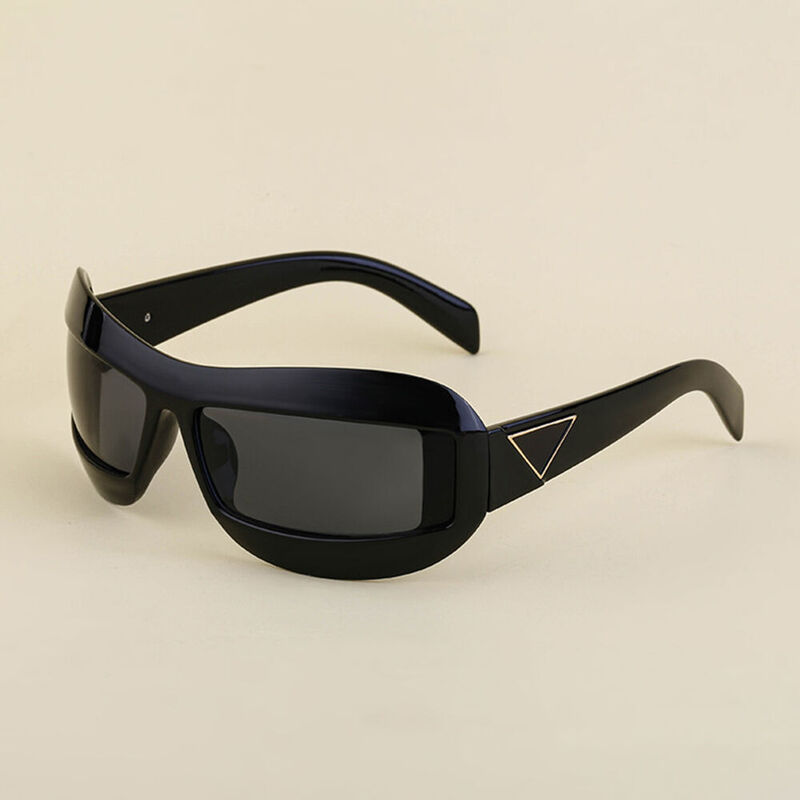 Future Oval Black Sunglasses