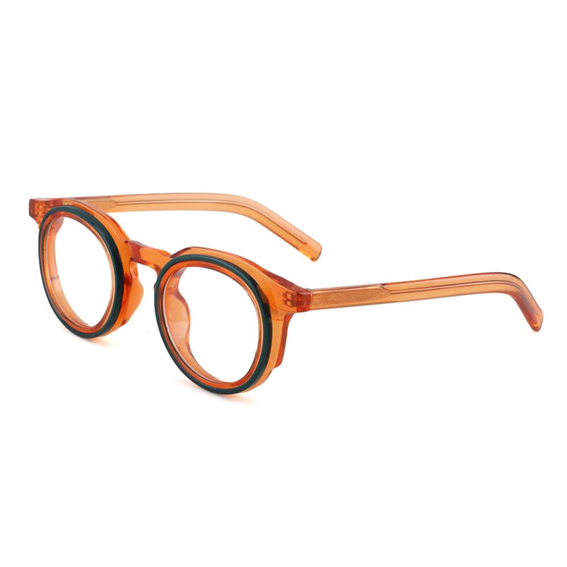 Zamin Round Orange Glasses