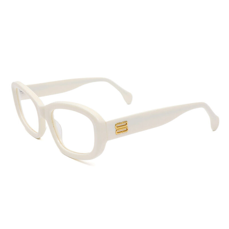 Quia Oval White Glasses