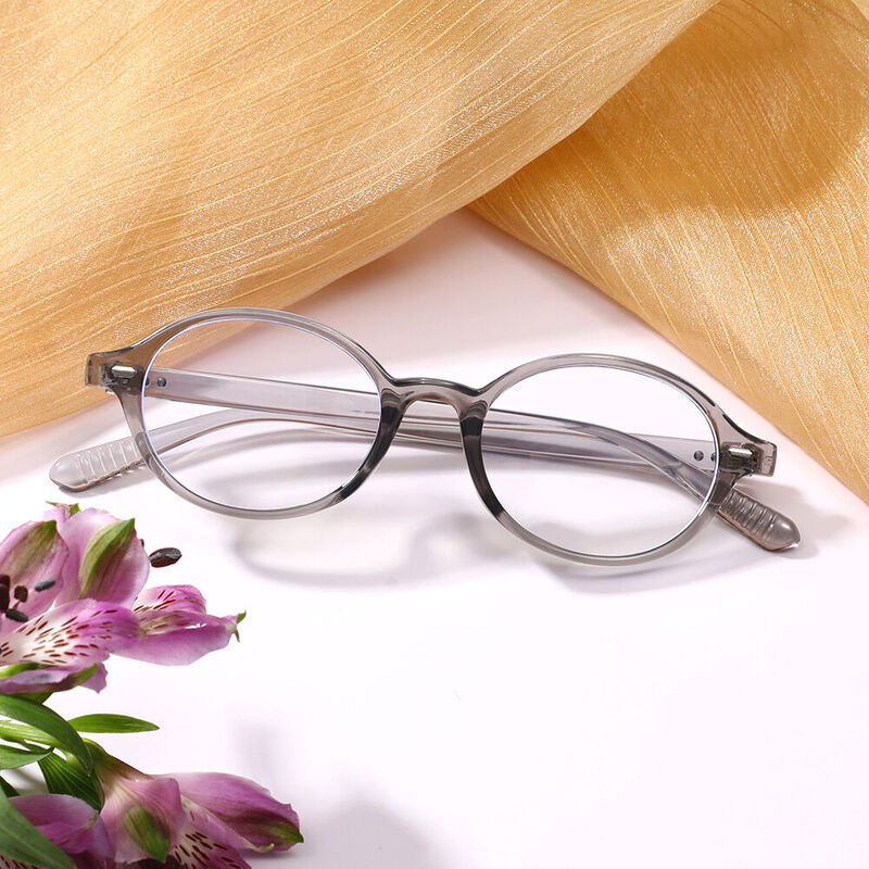 Becoca Oval Gray Glasses