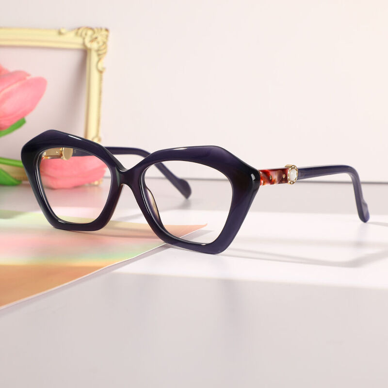 Elizabeth Cat Eye Blue Glasses