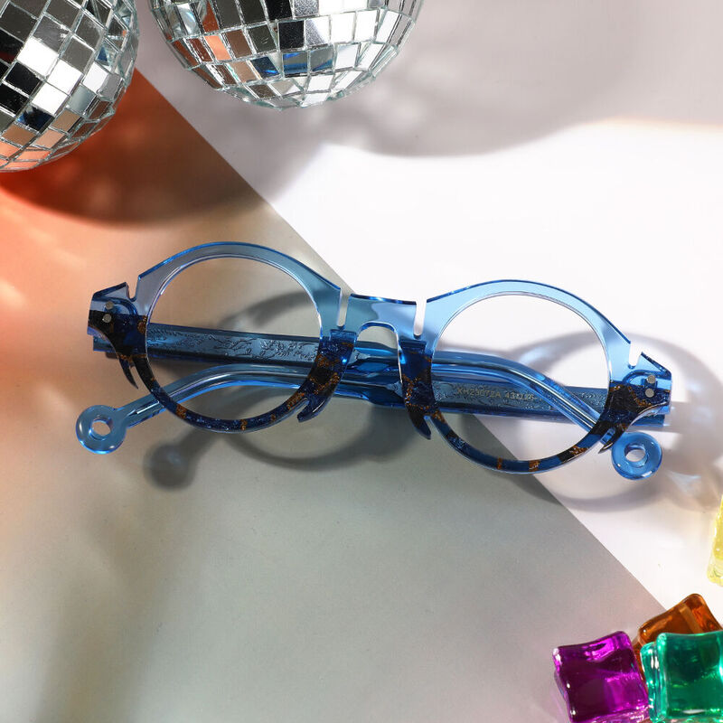 Dominic Round Blue Glasses