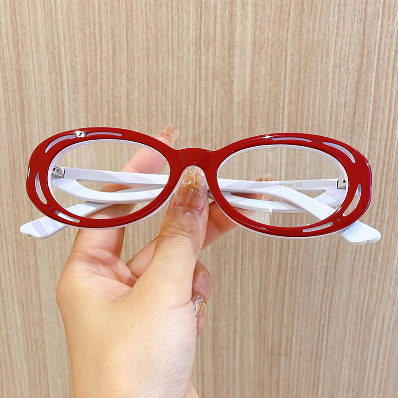 Cumberl Ovale Rote Brille