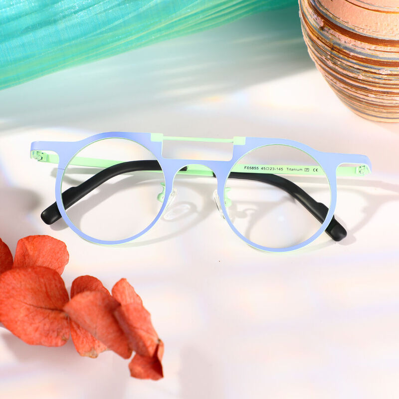 Woolley Round Blue Glasses