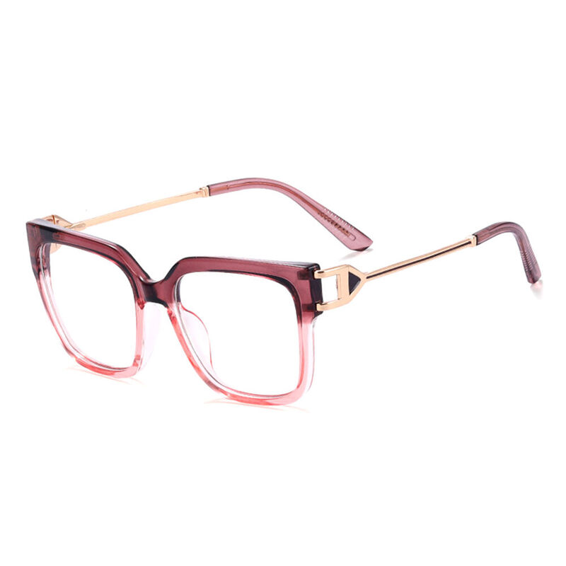 Aileen Square Pink Clear Glasses
