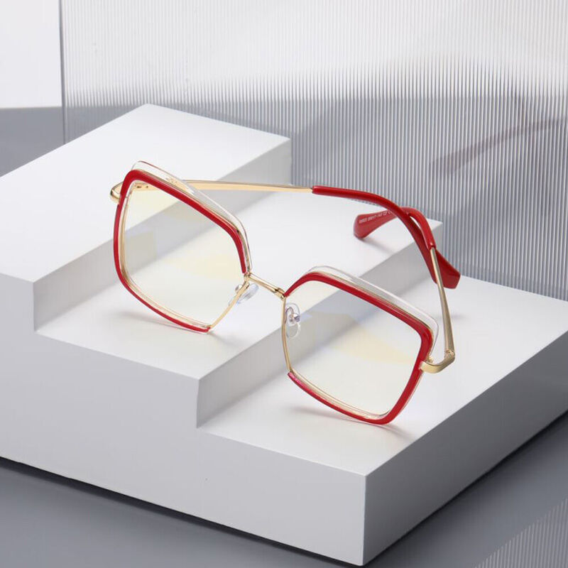Deborah Geometric Red Glasses