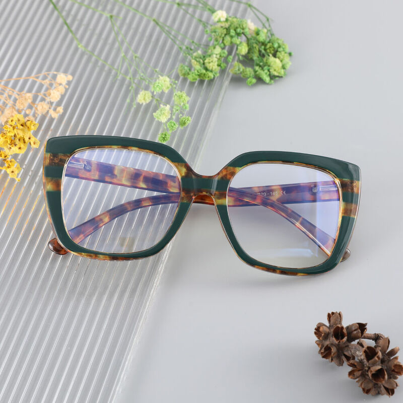 Wanda Cat-Eye Green Glasses