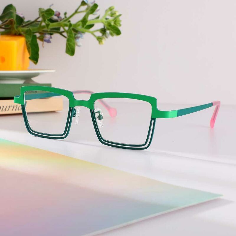 Taylor Rectangle Green Glasses