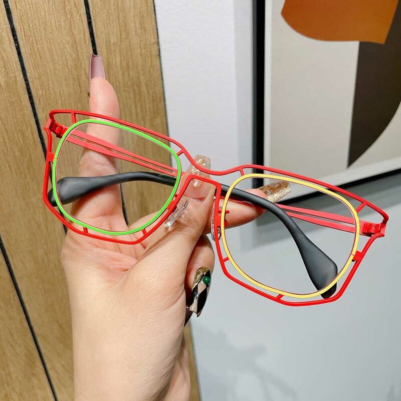 Whit Geometric Red Glasses