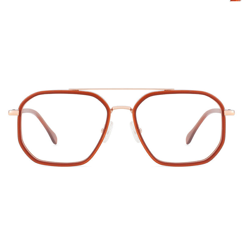 Hellery Aviator Orange Glasses