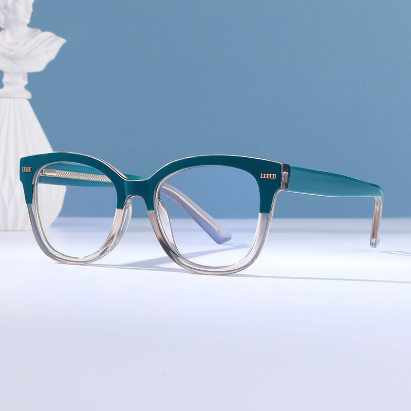 Amaranth Square Green Glasses
