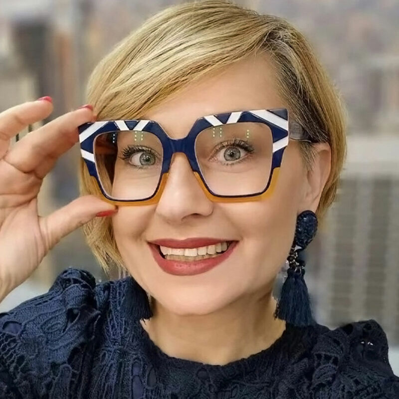 Camia Square Blue Orange Glasses