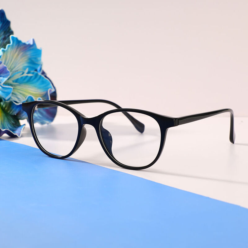 Nelly Oval Black Glasses