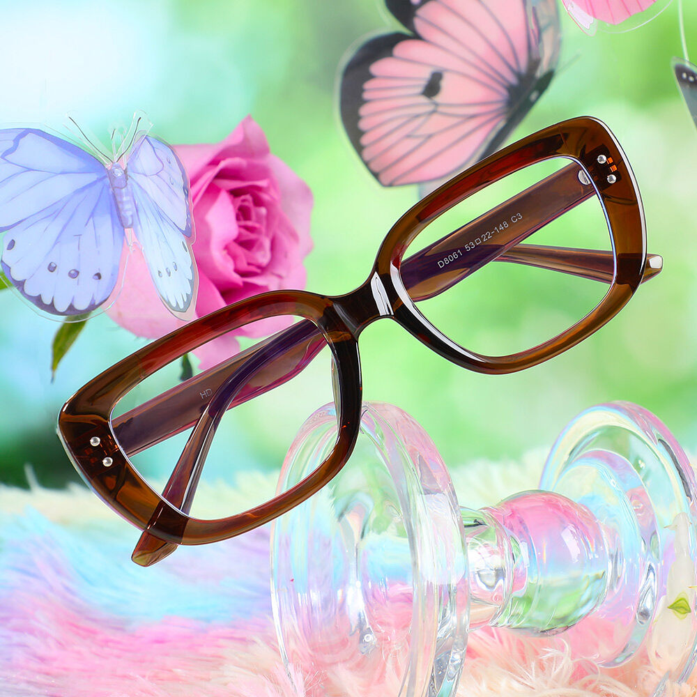 Wallis Rechteckige Braune Brille