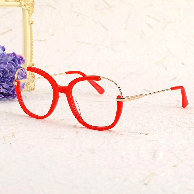 Simona Cat Eye Red Glasses