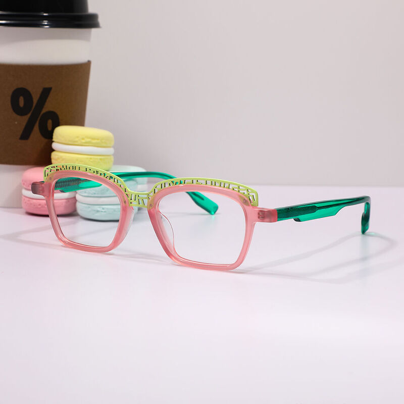 Caru Square Pink Glasses