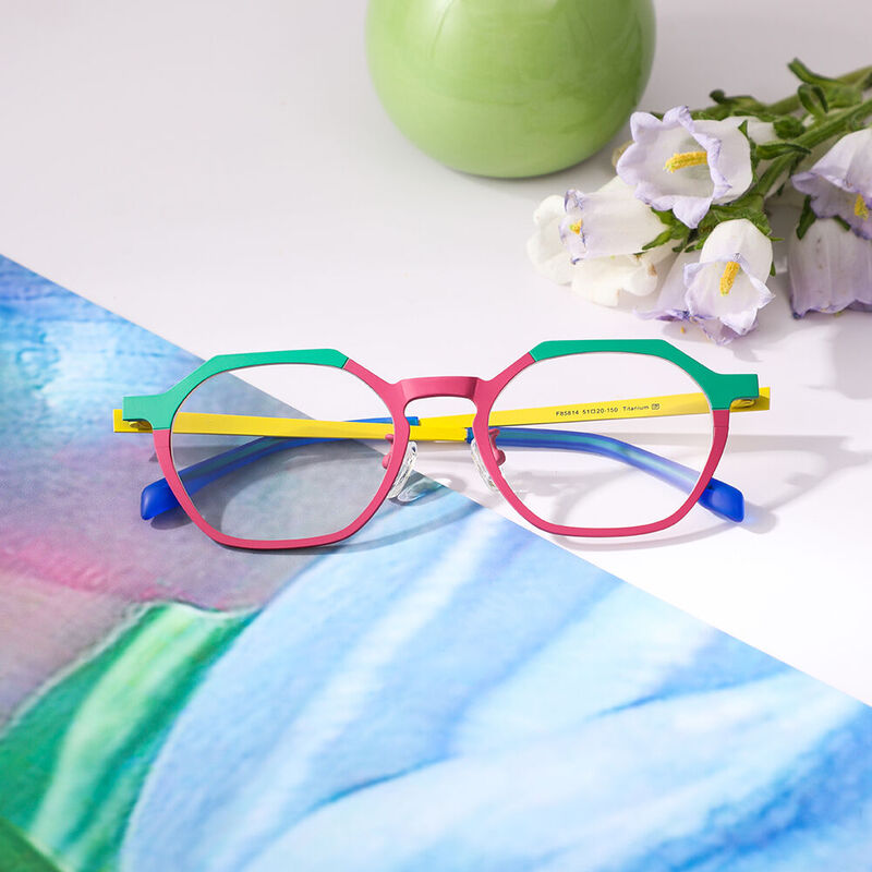 Justie Geometric Red Glasses