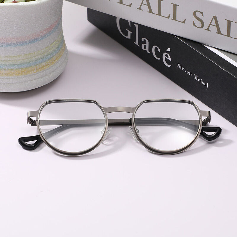 Albec Oval Gunmetal Glasses