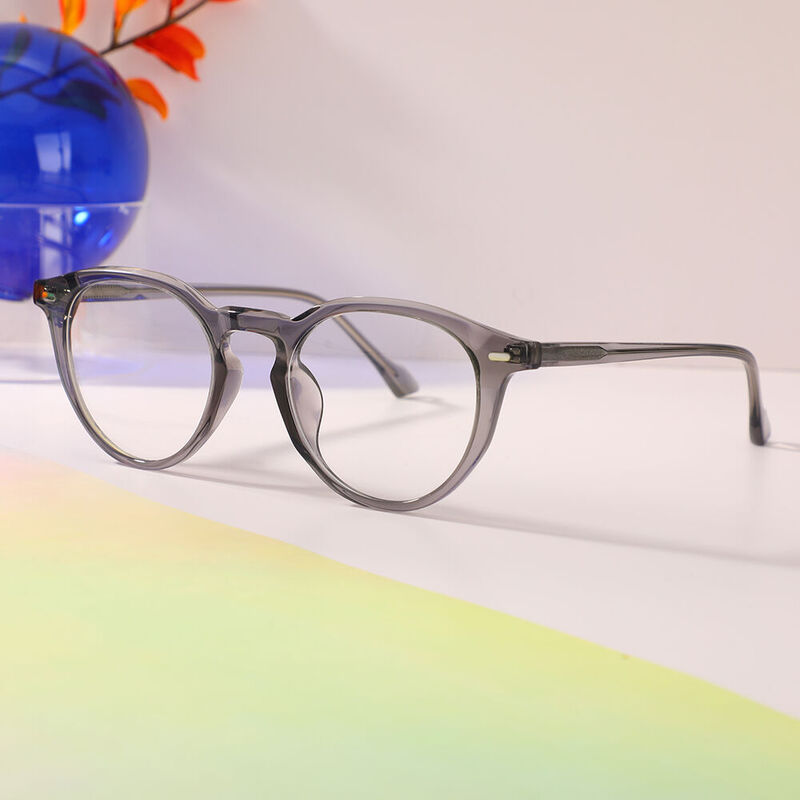 Catharine Round Gray Glasses