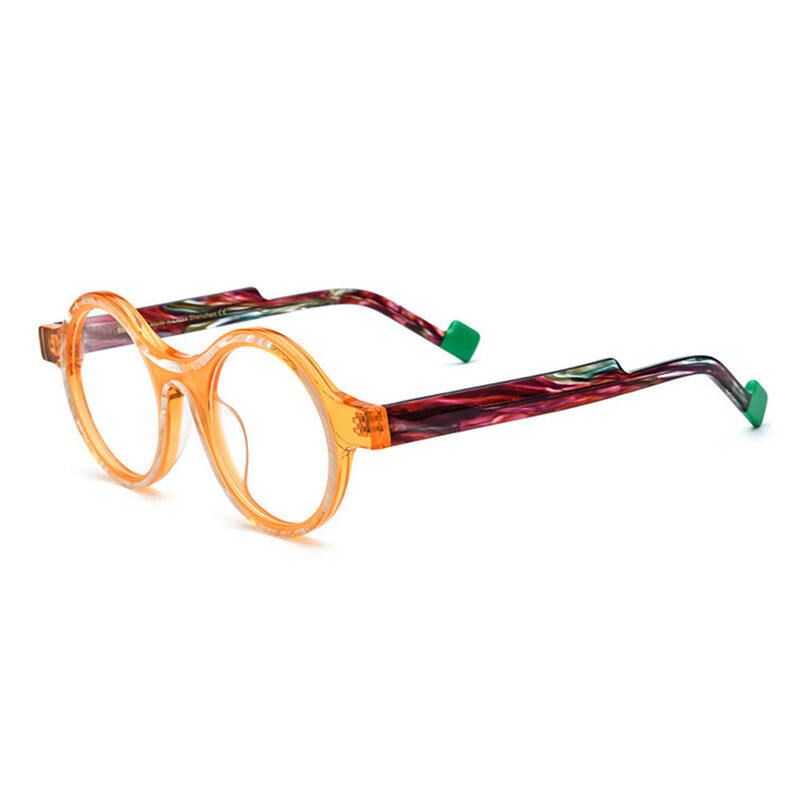 Loula Round Orange Glasses