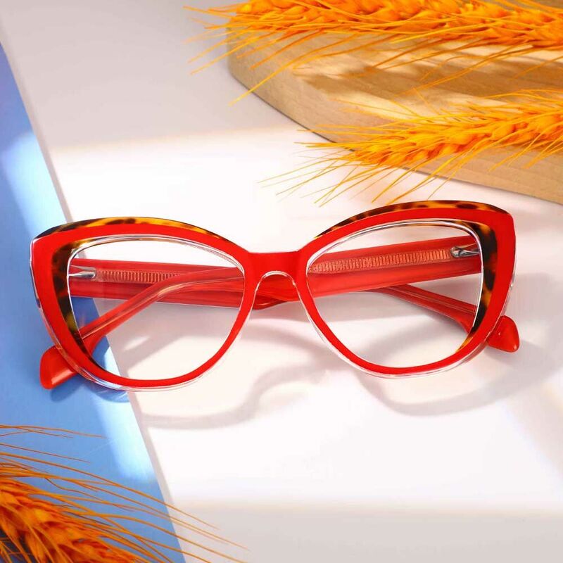 Rockefelle Cat Eye Red Glasses