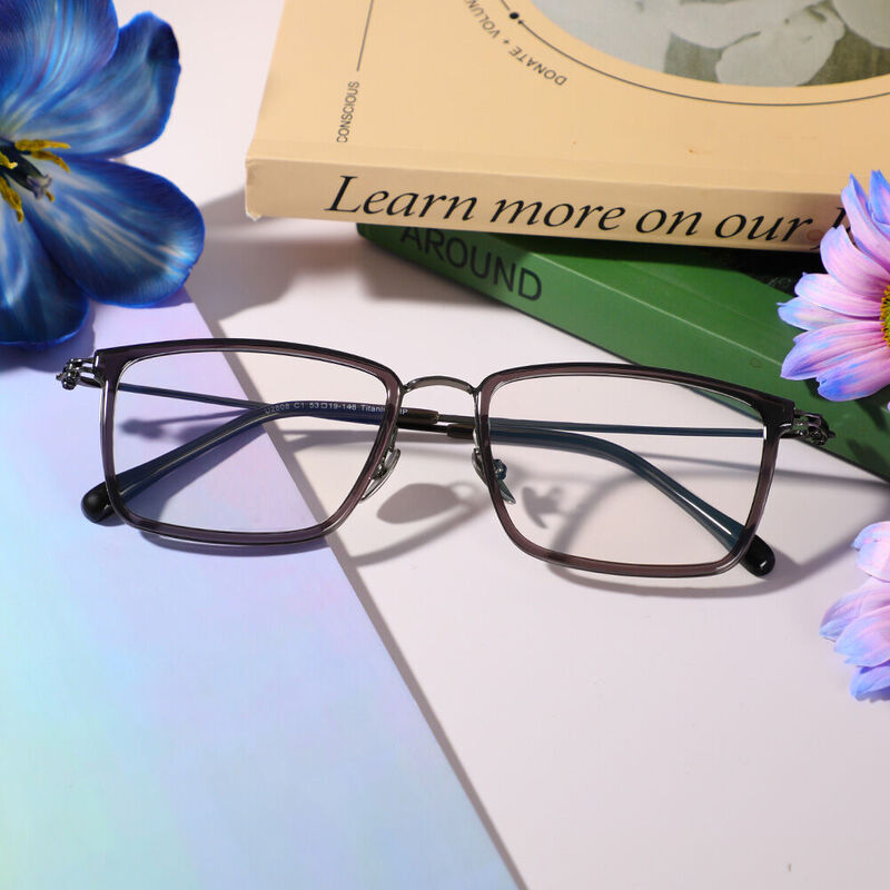 Alfred Rectangle Gunmetal Glasses