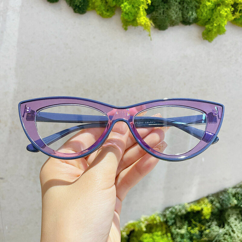 Trista Cat Eye Black Purple Glasses