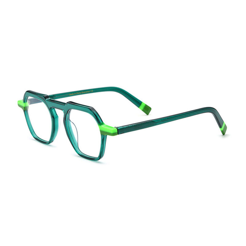 Conidi Geometric Green Glasses