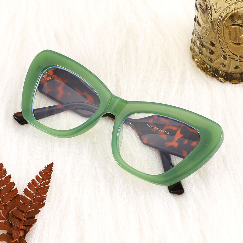 Isaac Cat Eye Green Glasses