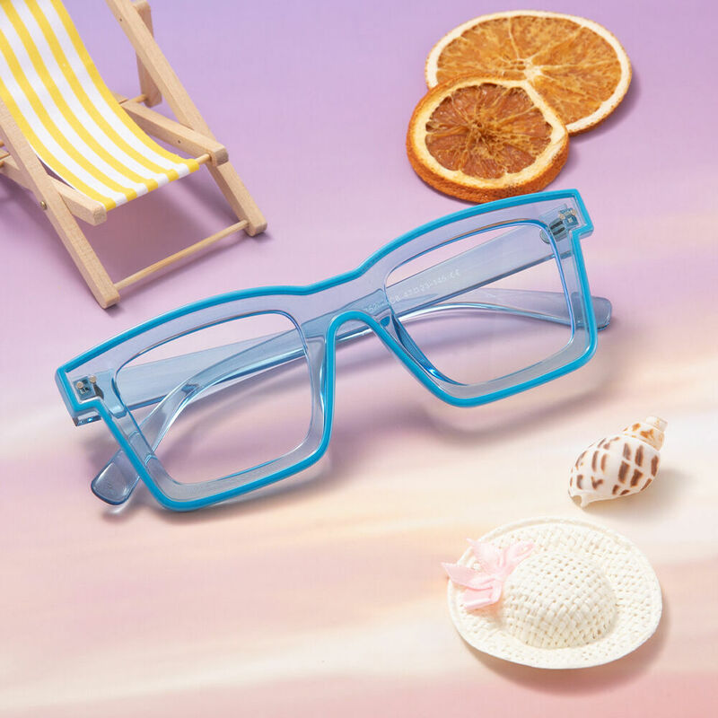 Bronte Square Blue Clear Glasses