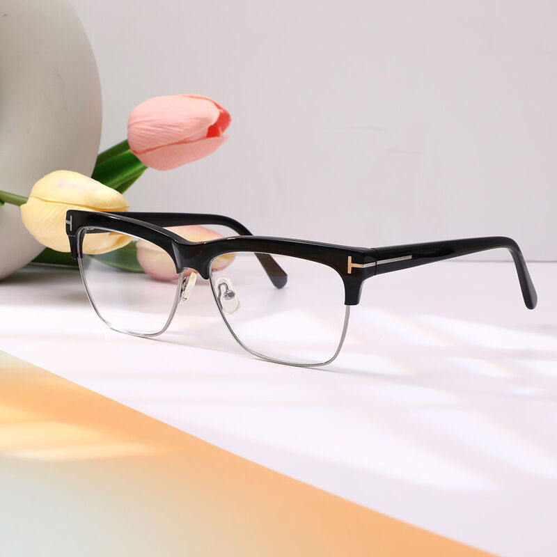 Theresqe Browline Black Glasses