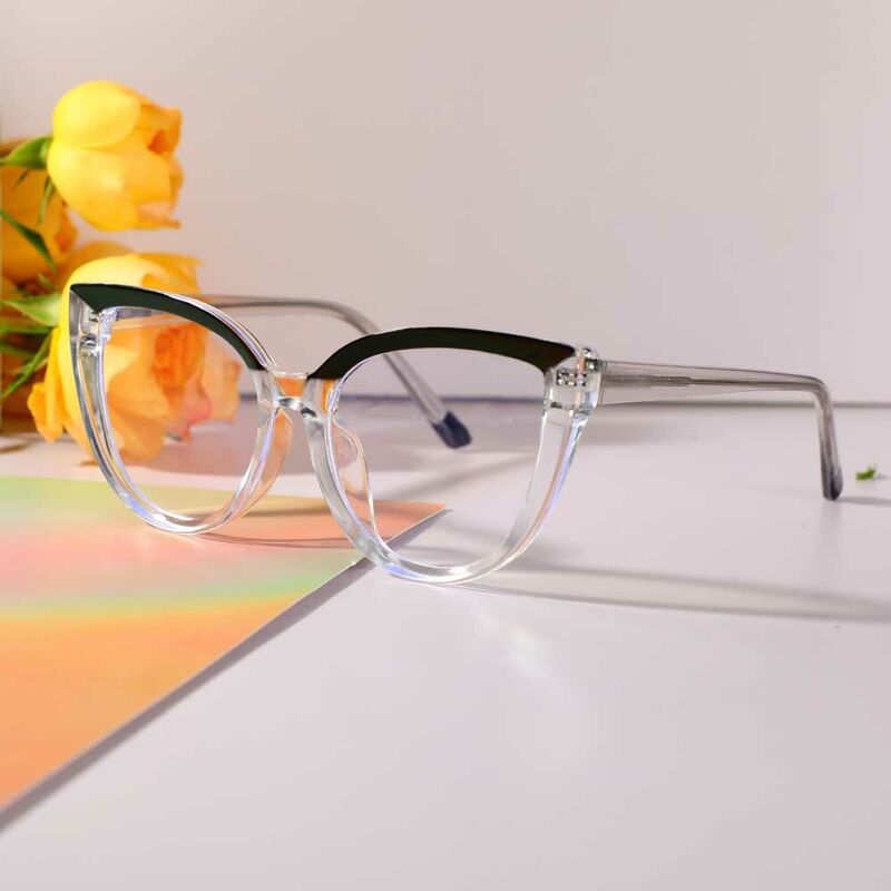 Wesley Cat Eye Black Clear Glasses