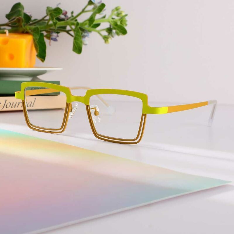 Taylor Rectangle Yellow Glasses
