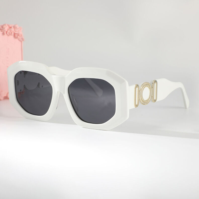 Gail Geometric White Sunglasses
