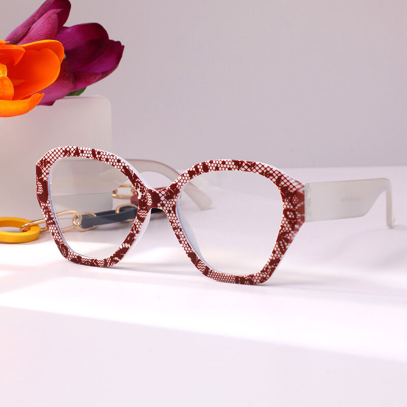 Nydia Geometric Brown Glasses