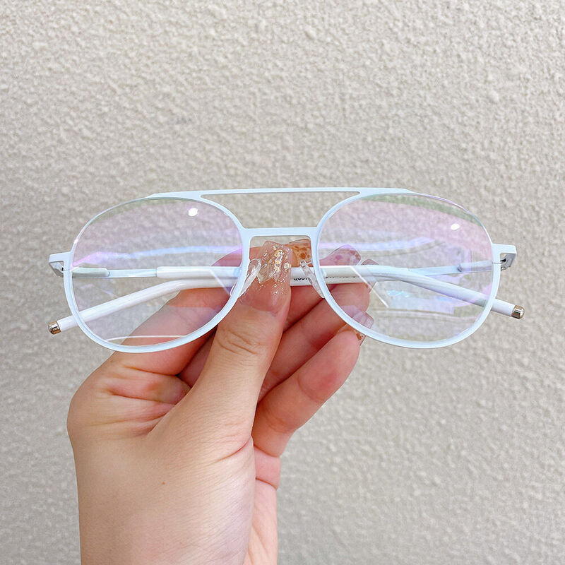 Alicaa Aviator White Glasses