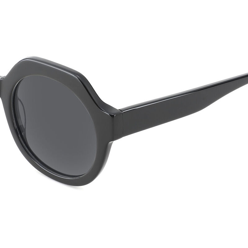 Azara Runde Schwarze Sonnenbrille