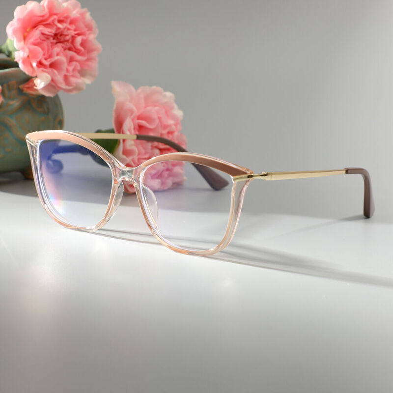 Yeates Cat Eye Brown Clear Glasses