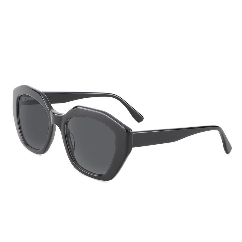 Polly Geometric Black Sunglasses