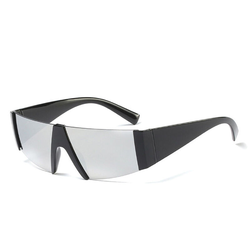 Nia Rectangle Black Clear Sunglasses